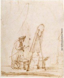 Künstler in seinem Atelier