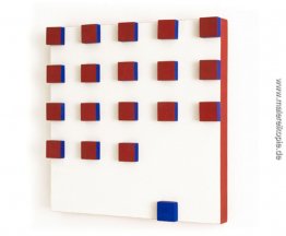 Relief in rot und blau
