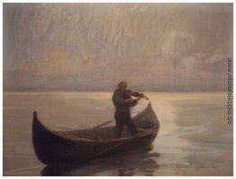 Violinist in einem Boot