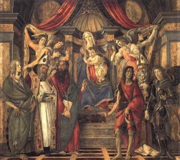 Jungfrau mit Kind und Heiligen vom Altarpiece von San Barnabas