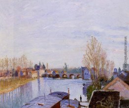 Das Loing bei Moret, der Wäscherei Boat