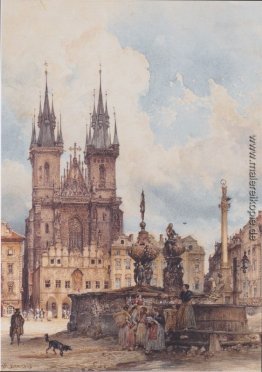 Blick auf den Altstädter Ring mit der Kirche in Prag Sie