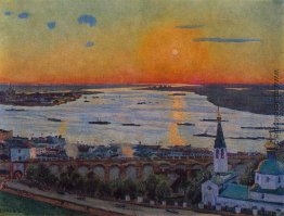 Der Sonnenuntergang am Wolga. Nizhny Novgorod