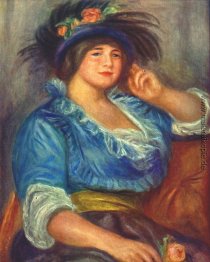 Junge Frau mit einer Rose in ihrem Hut Junge Frau mit einer Rose in ihrem Hut