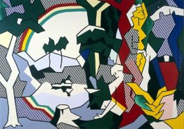 Landschaft mit Figuren und Regenbogen
