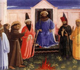 Die Feuerprobe des Heiligen Franziskus vor dem Sultan