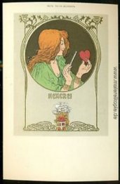 Postkarte Frau als Hexe