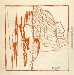 Ein Mädchen-Kopf hinter Spinnennetz Ein Mädchen-Kopf hinter Spinnennetz