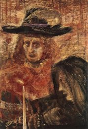 Mann mit Hut und Frau mit schwarzem Schal Mann mit Hut und Frau mit schwarzem Schal