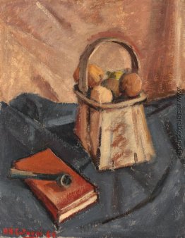 Stillleben mit Pfeife und Obstkorb