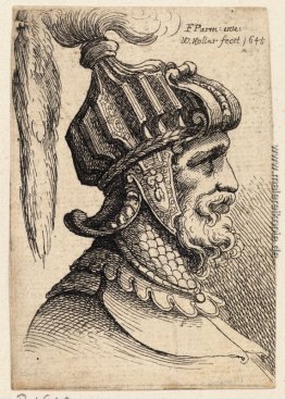 Helm mit langen Federbusch und Kinnriemen