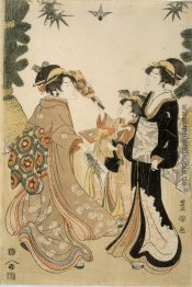 Drei Schönheiten spielen Federball Drei Schönheiten spielen Federball