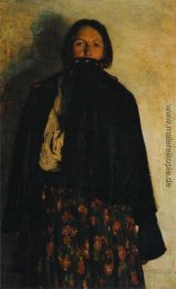 Ein Bauer vertuschen ihren Mund mit Mantel