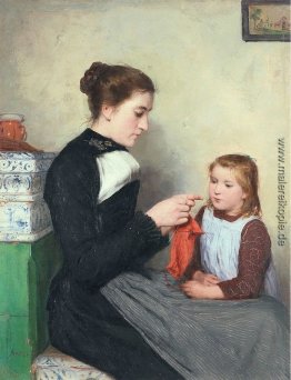 Stricken Berner Frau mit Kind