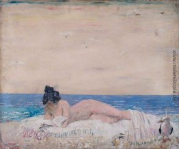 Nude Female Model (Lesen auf dem Seashore) 1930