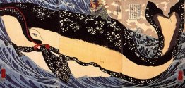 Musashi auf dem Rücken eines Wals