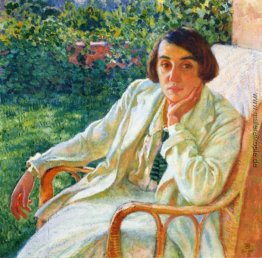 Elizabeth van Rysselberghe in einem Korbsessel