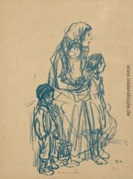 Femme de Profil et Trois Enfants Femme de Profil et Trois Enfants