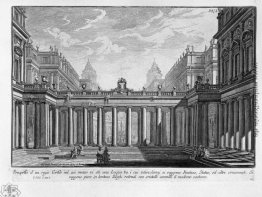 Aussicht auf eine königliche Hof mit einer Loggia in der Mitte