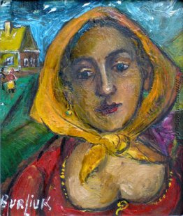 Frau mit gelbem Schal
