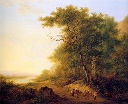 Bergige Landschaft mit Reisenden Sun__Mountainous-Landschaft-mit