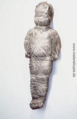 Untitled (doll in grau Fabris verpackt)