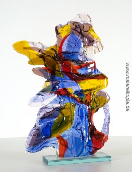 kein Titel bunte abstrakte Glaskunst - Skulptur in Fusionstechni