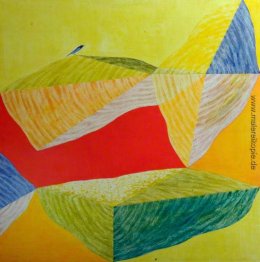 Rot und gelb mit Vogel Rot und gelb mit Vogel