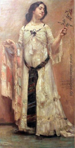 Porträt von Charlotte Berend im weißen Kleid