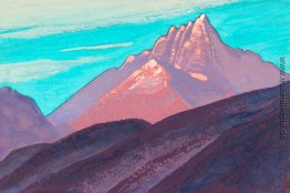 Türkisfarbenen Himmel, rosa Berge, lila Fuß
