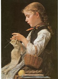 Strickendes Mädchen