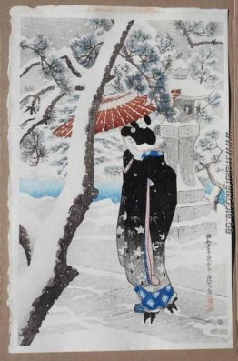 Die Begründung eines Shinto-Schrein im Schnee