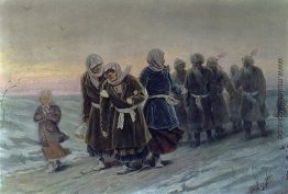 Rückkehr der Bauern von einer Beerdigung im Winter