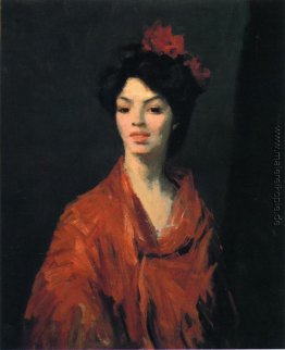 Spanisch Frau in einem roten Schal