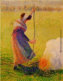 Frau Verbrennung von Holz Frau Verbrennung von Holz