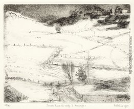 Schneelandschaft in Arveyes im Kanton Waadt - Ätzen Druckkunst a