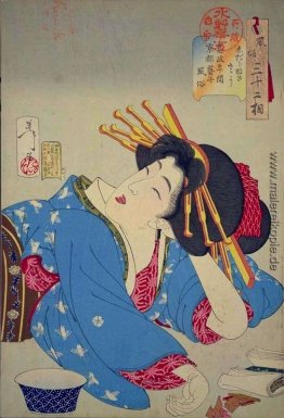 Suchen entspannt - das Aussehen eines Kyoto Geisha des Kansei Är