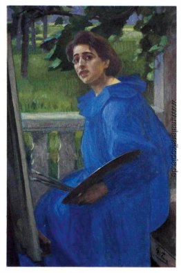 Hanna in einem blauen Kleid (Portrait der Frau des Künstlers)