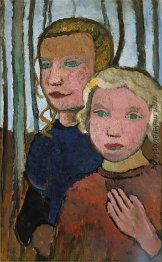 Zwei Mädchen vor der Birken-Bäume Zwei Mädchen vor der Birken-Bäume