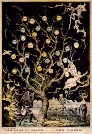 Teufel Bewässerung Baum der Sünde und des Skeletts zu, es zu fäl