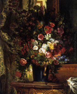 Vase mit Blumen auf einer Konsole