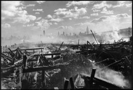Fire in Hoboken, mit Blick auf Manhattan