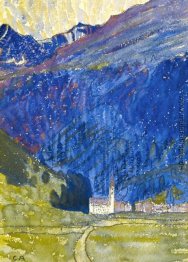 Dorf mit Kirche im Bergell Dorf mit Kirche im Bergell