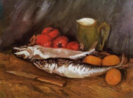 Stillleben mit Makrelen, Zitronen und Tomate