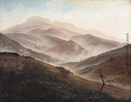 Riesengebirge Landschaft mit Rising Fog