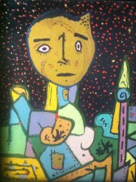 Person sur fond nocturne étoilé