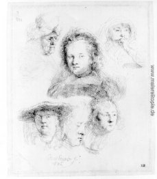 Fünf Studien von Saskia und einer von einer älteren Frau Fünf Studien von Saskia und einer von einer älteren Frau