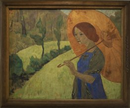 Madame Serusier mit einem Sonnenschirm