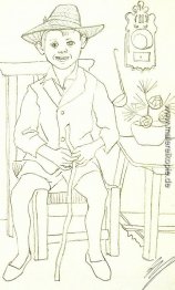 Sitzender Junge Sitzender Junge