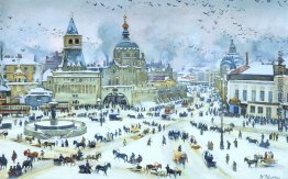 Die Lubyanskaya Platz im Winter